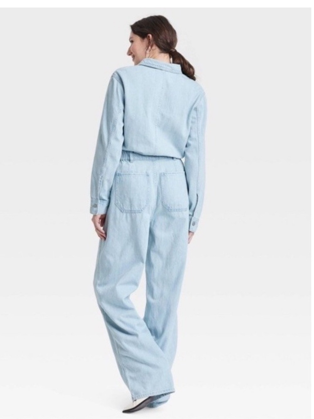 Universal Thread Light Blue Wide-Leg Denim Jumpsuit